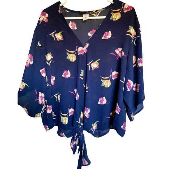 Ariella Navy Blouse - Picture 1 of 4